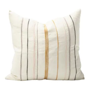 Moro Linen Cushion - Off White with Multi Stitching by Eadie Lifestyle, a Cushions, Decorative Pillows for sale on Style Sourcebook