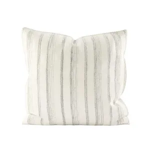 Alec Linen Cushion - Off White w' Slate Stripe by Eadie Lifestyle, a Cushions, Decorative Pillows for sale on Style Sourcebook