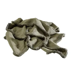 Luca Boho Linen Throw - Khaki by Eadie Lifestyle, a Throws for sale on Style Sourcebook