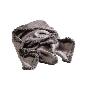 Luca Boho Linen Throw - Slate by Eadie Lifestyle, a Throws for sale on Style Sourcebook