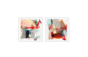 Set of 2 Multicolour Abstract Wall Art Canvas 3 sizes available 50cm x 50cm by Luxe Mirrors, a Artwork & Wall Decor for sale on Style Sourcebook