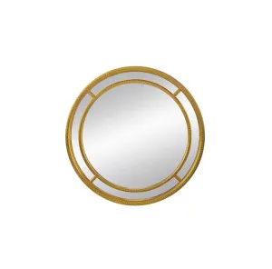 Gold Beaded Round Wall Mirror 90cm by Luxe Mirrors, a Mirrors for sale on Style Sourcebook