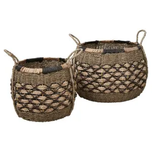 Equador 2 Piece Woven Water Hyacinth Basket Set, Round by Casa Uno, a Baskets & Boxes for sale on Style Sourcebook