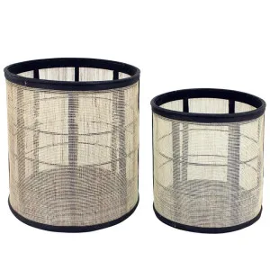 Losif 2 Piece Rattan Basket Set, Natural / Black by NF Living, a Baskets & Boxes for sale on Style Sourcebook
