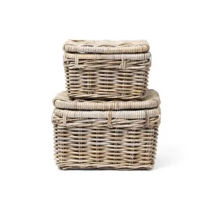 Wilmington 2 Piece Cane Lidded Hamper Basket Set by Wicka, a Baskets & Boxes for sale on Style Sourcebook