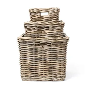 Casa 3 Piece Cane Square Utility Basket Set by Wicka, a Baskets & Boxes for sale on Style Sourcebook