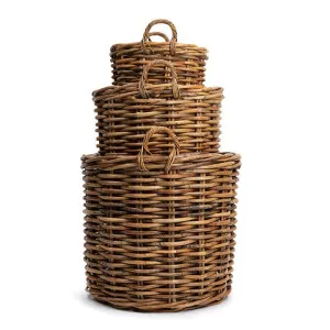 Montana 3 Piece Heavy Duty Cane Round Basket Set by Wicka, a Baskets & Boxes for sale on Style Sourcebook