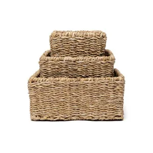 Newbury 3 Piece Seagrass Rectangular Shallow Basket Set by Wicka, a Baskets & Boxes for sale on Style Sourcebook