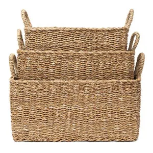Hillbrook 3 Piece Seagrass Rectangular Utility Basket Set by Wicka, a Baskets & Boxes for sale on Style Sourcebook