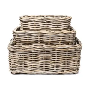 Arlington 3 Piece Rattan Rectangular Utility Basket Set by Wicka, a Baskets & Boxes for sale on Style Sourcebook