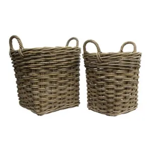 Grove 2 Piece Rattan Firewood Basket Set by French Country Collection, a Baskets & Boxes for sale on Style Sourcebook