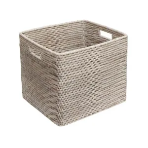 Coco Rattan Square Basket, White Wash by Provencal Treasures, a Baskets & Boxes for sale on Style Sourcebook
