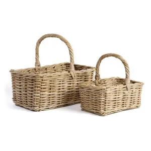 Harrington Rattan Rectangular Carry Basket, 2 Piece Set by Wicka, a Baskets & Boxes for sale on Style Sourcebook