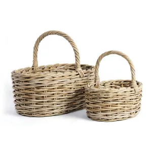 Dalton Rattan Oval Carry Basket, 2 Piece Set by Wicka, a Baskets & Boxes for sale on Style Sourcebook