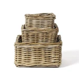 Lexington 3 Piece Cane Square Basket Set by Wicka, a Baskets & Boxes for sale on Style Sourcebook