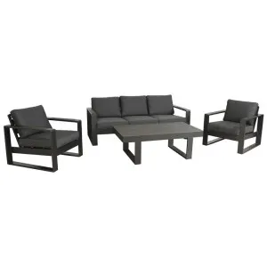 Navarro 4 Piece Metal Outdoor Lounge Set, Charcoal by Dodicci, a Outdoor Sofas for sale on Style Sourcebook