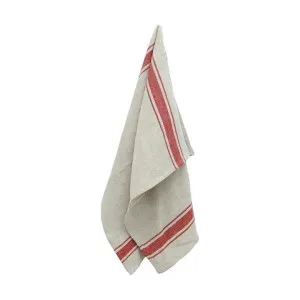 Lyon Linen Tea Towel, Classic Stripe, Beige / Red by French Country Collection, a Tea Towels for sale on Style Sourcebook