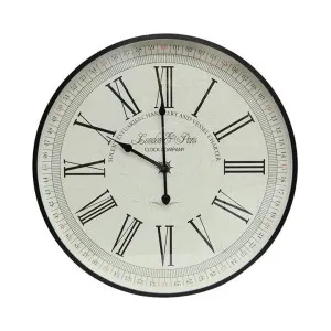 Solent Metal Frame Round Wall Clock, 50cm by French Country Collection, a Clocks for sale on Style Sourcebook