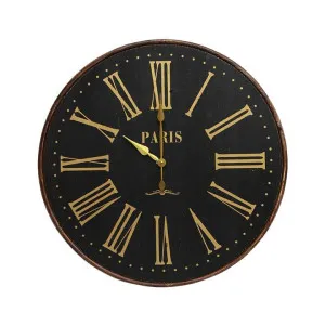 Noir Wooden Round Wall Clock, 68cm by French Country Collection, a Clocks for sale on Style Sourcebook