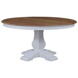 Calverton Mahogany Timber Round Pedestal Dining Table, 150cm, Antique French Oak / White by The Bramble Co., a Dining Tables for sale on Style Sourcebook