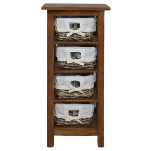 Ocosta Mahogany Timber Storage Chest with 4 Rattan Baskets, Light Brown by Chateau Legende, a Storage Units for sale on Style Sourcebook