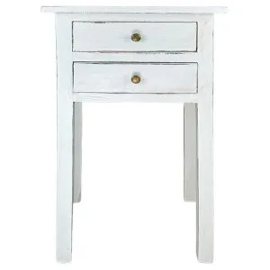 Ocosta Mahogany Timber Plant Stand Table, Distressed White by Chateau Legende, a Side Table for sale on Style Sourcebook