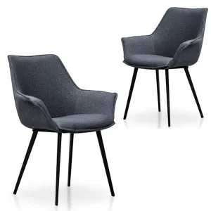 Ex Display - Set of 2 - Nola Fabric Dining Chair - Charcoal Grey by Interior Secrets - AfterPay Available by Interior Secrets, a Dining Chairs for sale on Style Sourcebook