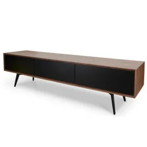 Liam 180cm Wooden TV Unit With Black Matt Drawers - Walnut by Interior Secrets - AfterPay Available by Interior Secrets, a Entertainment Units & TV Stands for sale on Style Sourcebook