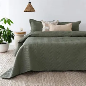 Bambury Herringbone Embossed Moss Coverlet by null, a Quilt Covers for sale on Style Sourcebook