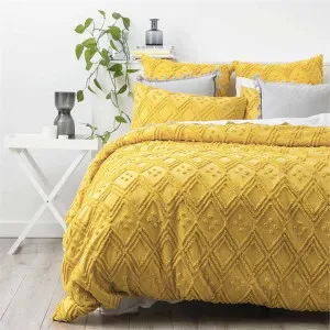 Park Avenue Medallion Cotton Vintage Washed Tufted Misted Yellow Quilt Cover Set by null, a Quilt Covers for sale on Style Sourcebook