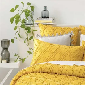 Park Avenue Medallion Cotton Vintage Washed Misted Yellow European Pillowcase by null, a Cushions, Decorative Pillows for sale on Style Sourcebook