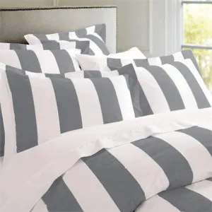 RANS Oxford Stripe Charcoal Quilt Cover Set by null, a Quilt Covers for sale on Style Sourcebook