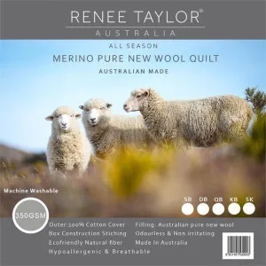 Renee Taylor Australian Pure Merino Wool 350gsm Quilt by null, a Quilts & Bedspreads for sale on Style Sourcebook