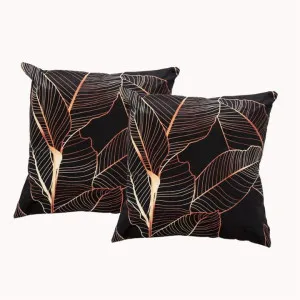 Renee Taylor Poly Velvet Printed Leaf 50x50cm Twin Pack Filled Cushion by null, a Cushions, Decorative Pillows for sale on Style Sourcebook