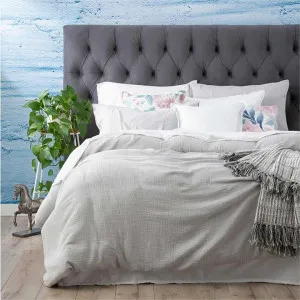 Renee Taylor Solana Washed Cotton Textured Silver Quilt Cover Set by null, a Quilt Covers for sale on Style Sourcebook