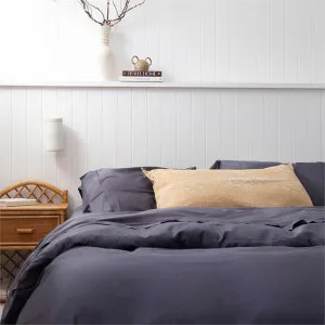 Sienna Living Bamboo Egyptian Cotton Charcoal Quilt Cover and Fitted Sheet by null, a Quilt Covers for sale on Style Sourcebook