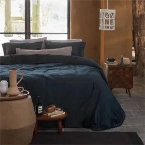 VTWonen Earth Dark Blue Cotton Sateen Quilt Cover Set by null, a Quilt Covers for sale on Style Sourcebook