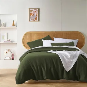 Vintage Design French Linen Olive Quilt Cover Set by null, a Quilt Covers for sale on Style Sourcebook
