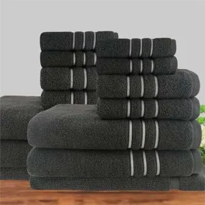 Amor Classic Dobby Stripe Super Soft Premium Cotton 14 Piece Charcoal Towel Pack by null, a Towels & Washcloths for sale on Style Sourcebook