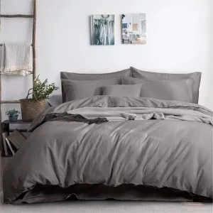 Amor Luxurious Linen Cotton Grey Quilt Cover Set by null, a Quilt Covers for sale on Style Sourcebook