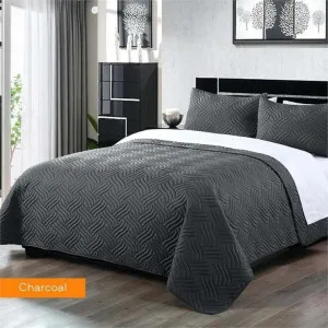 Home Fashion Soft Premium Bed Embossed Charcoal Comforter Set by null, a Quilt Covers for sale on Style Sourcebook