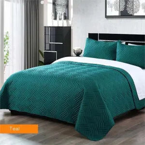 Home Fashion Soft Premium Bed Embossed Teal Comforter Set by null, a Quilt Covers for sale on Style Sourcebook