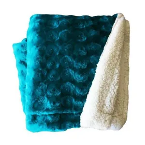 Home Fashion Plush Fleece Sherpa Backed Reversible Teal Throw by null, a Throws for sale on Style Sourcebook