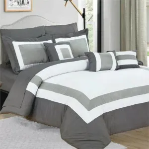 Home Fashion Soft Bed Charcoal 10 Piece Comforter Set by null, a Quilt Covers for sale on Style Sourcebook