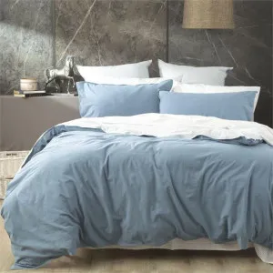 Renee Taylor Essentials Blue Stone Washed Quilt Cover Set by null, a Quilt Covers for sale on Style Sourcebook