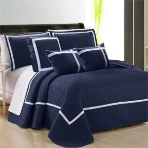 Home Fashion Two-Tone Embossed Navy 6 Piece Comforter Set by null, a Quilt Covers for sale on Style Sourcebook