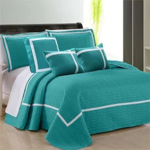 Home Fashion Two-Tone Embossed Teal 6 Piece Comforter Set by null, a Quilt Covers for sale on Style Sourcebook