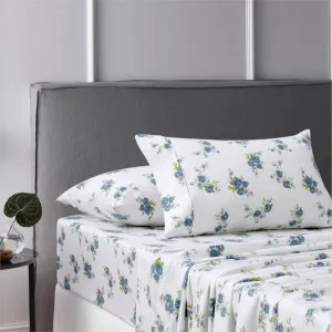 Accessorize Rose Light Blue Cotton Flannelette Sheet Set by null, a Sheets for sale on Style Sourcebook