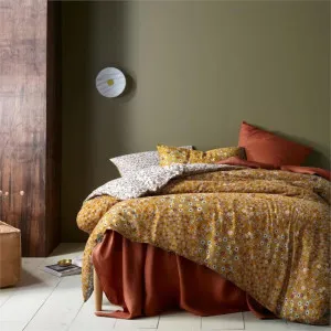 Accessorize Lisa Washed Cotton Printed Ochre Quilt Cover Set by null, a Quilt Covers for sale on Style Sourcebook