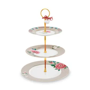 PIP Studio Blushing Birds Khaki 3 Layer Cake Stand by null, a Cake Stands for sale on Style Sourcebook